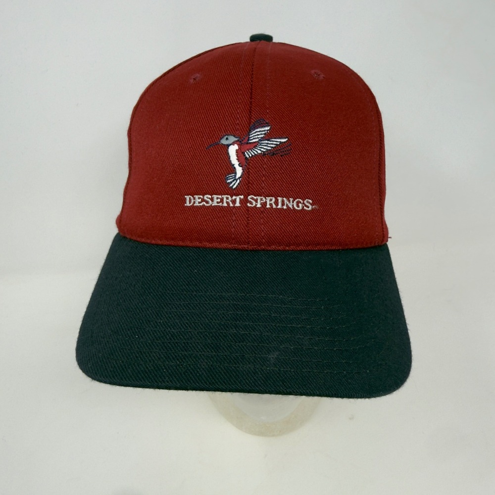 Vtg Town Talk Desert Springs Golf‎ Course CA USA, Maroon Leather Strapback Hat